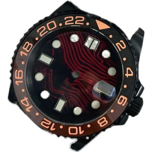 For NH35/4R36 Movement New Pvd Black Case Modified Watch Accessories Custom Red Dial for Nh35 Movement