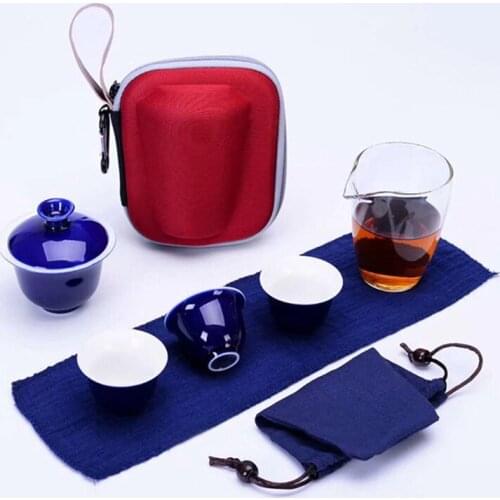 Travel Bag Chinese Kung Fu Tea set gaiwan teapot teacups fair mug tea sets white ceramic fot gift puer Drinkware Free shipping