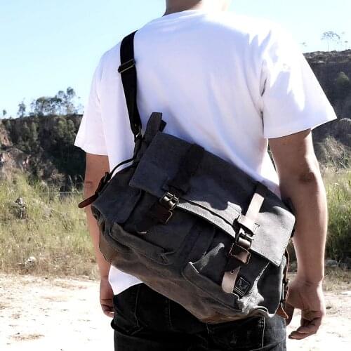 Messenger Bag Canvas Shoulder Bag Men Crossbody Bag Casual Bag Vintage Fashion Laptop Bag Briefcase