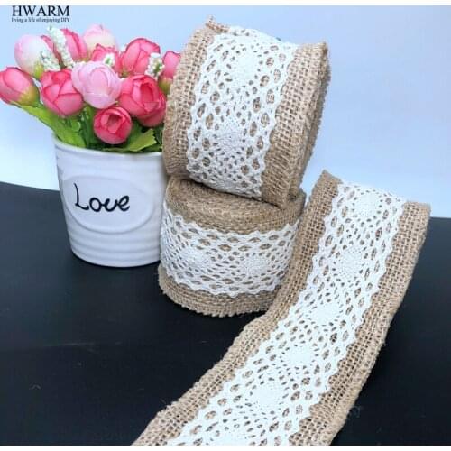 HWARM 5pcs christmas linen lace fabric ribbon DIY handmade wedding craft lace cotton lace linen roll party favors decoraiton