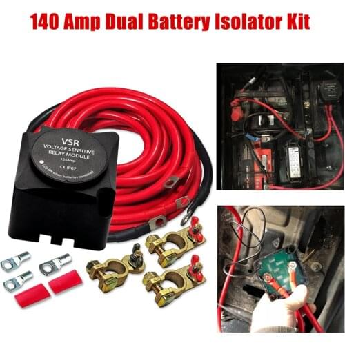 Voltage Sensitive Relay Automatic Charging Relay Dual Battery Smart Isolator 12V/140A(VSR)with Wiring Kit Auto Accessories
