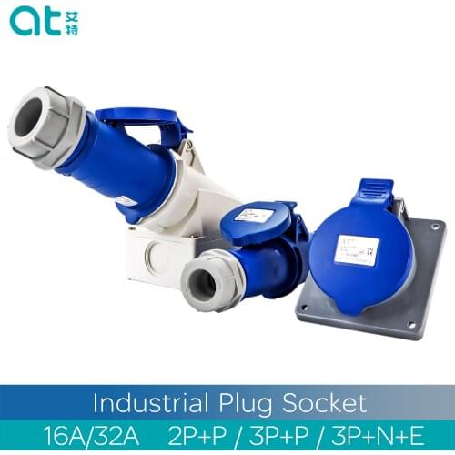 IP44 Waterproof Industry Socket Plug Coupler 3 4 5 Core 16A 32A Male Famale Electrical Connector Surface and Panel Mounted