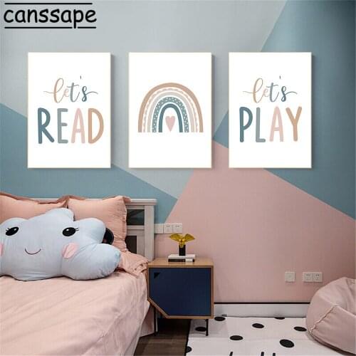 Islamic Posters Nursery Wall Poster Rainbow Canvas Painting Quotes Art Prints Nordic Wall Pictures For Children Bedroom Decor