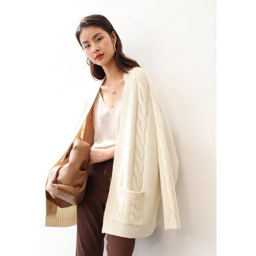 Heavy recommended cashmere cardigan womens autumn and winter new lazy style cashmere sweater retro simple jacket