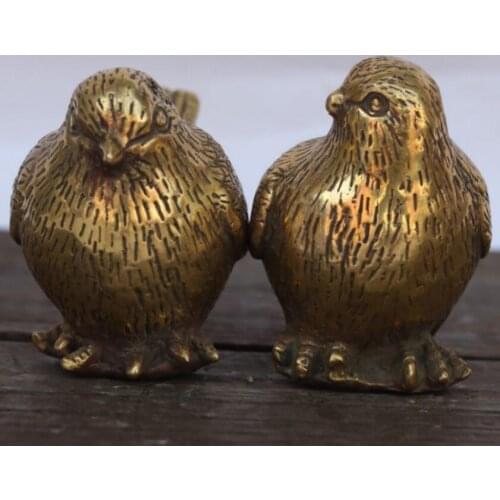 China brass sparrow crafts statue A pair