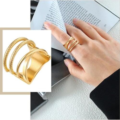 Chic Statement Chevron Rings for Women Lady, Geometric Wedding Band Stainless Steel Metal Gifts for Her Jewelry