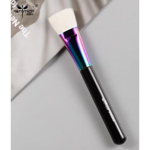 1Pcs Anmor Goat Hair Contour Concealer Make Up Brush Professional Natural Hair Wooden Foundation Makeup Brushes