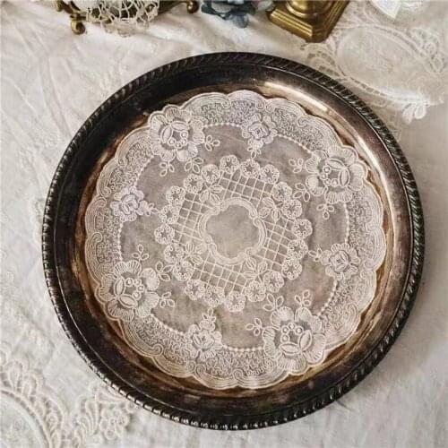 Lace embroidery Round Lace Three-dimensional Flower Custom Cross-border Dust Cover Towel Retro Lace Style Placemat
