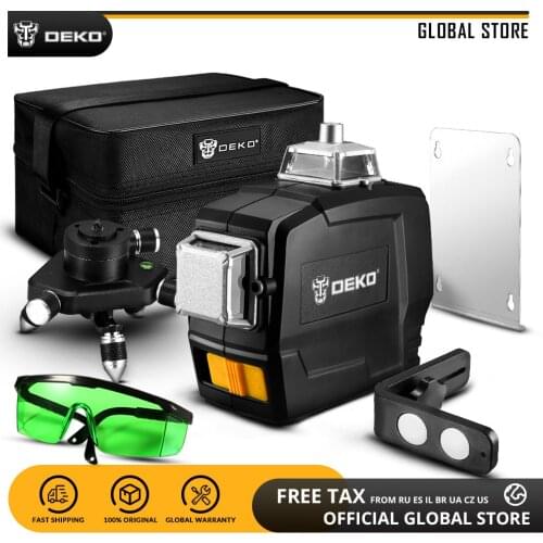 DEKO DC Series 3D 12 Lines Laser Level Automatic Self Leveling Vertical Horizontal 360 Degrees Tilt Rotary Indoor&Outdoor Mode