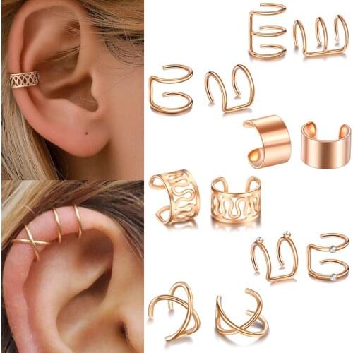 Ear Cuff Gold Leaves Non-Piercing Ear Clips Fake Cartilage Earring Jewelry For Women Men Wholesale Gifts Fashion Charm Серьги