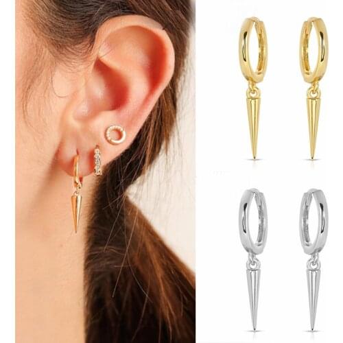 Minimalist 925 sterling silver Spike hoop Earrings For Women Earrings with Spike charm,Tiny gold Small Gold Hoop Earrings 2021