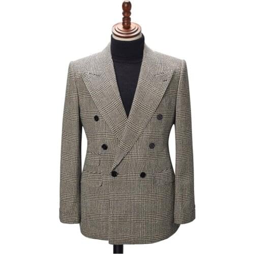 2020 Mens Suit Plaid 2 Piece Large Size Double Breasted Valentino Multi Button Costumes De Smoking Pour Hommes