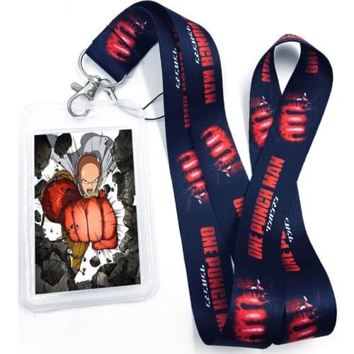 Anime One Punch Man Lanyard Neck Strap Keys ID Card Pass Moblie Phone USB Badge Holder Porte Bus Bank Credit Case Accessories