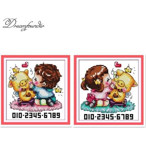 Kiss pig cross stitch kit aida 14ct 11ct count printed canvas stitches embroidery DIY handmade needlework
