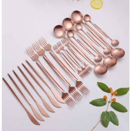 Kitchen Golden Cutlery Set Gold Cutlery Stainless Steel Matte Spoon Fork Knife Set of Tableware Dishwasher Safe Dinnreware Set