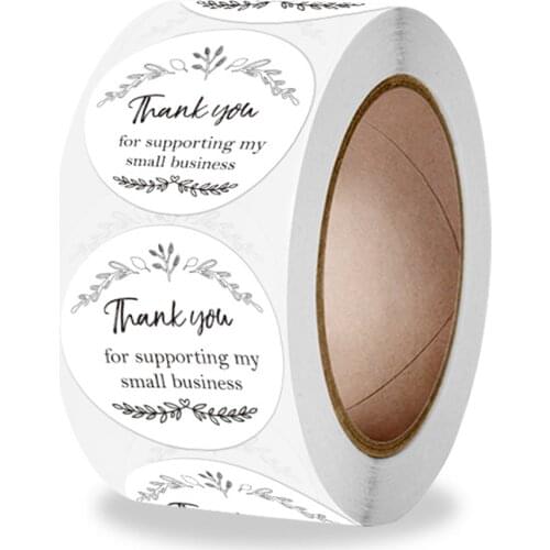 100-500pcs White Thank You Stickers Labels Seals Thank You for Supporting My Small Business Stickers Round Kraft Labels For Shop