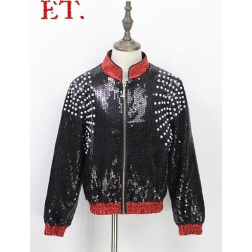New Nightclub Male Singer Clothes Ds Bar Dj Black Sequins Stage Coat Stage Performance Jacket Men Fashion Costume S-4xl