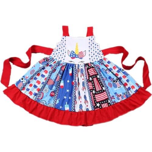 New toddler Girl Twirl Dress black Belt Sleeveless Ruffles dress fashion print Cartoon Wholesale Boutique summer dresses