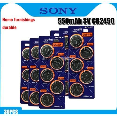 30pcs Original Sony CR2450 Button Battery 5029LC BR2450 BR2450-1W CR2450N ECR2450 DL2450 KCR2450 LM2450 For Watch Toy Remote