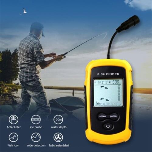 PDDHKK Portable Wired Fish Finder Sonar Alarm Fishfinder Echo Sounder 0.7-100M Sonar Sensor for Outdoor Fishing TL-89