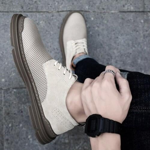 Casual Shoes Men Leather Summer Breathable Men Running Shoe Mens Shoes Casual Man Mesh Fashion Comfortable Leisure Sports