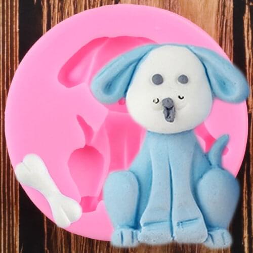 3D Dog Silicone Molds Bones Fondant Mould Baby Birthday Cake Decorating Tools Candy Polymer Clay Chocolate Gumpaste Moulds