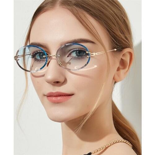 BAC CLA Retro Oval Sunglasses Women Frameless 2019 Gray Brown Clear Lens Rimless Sun Glasses for Women Uv400