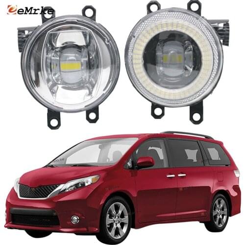 EEMRKE 2 PCS LED Angel Eye DRL Cut-Line Lens Fog Lights for Toyota Sienna SE 2011 2012 2013 2014 2015 2016 2017 North America