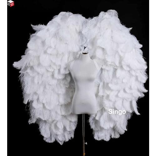 High quality Luxury white Ostrich feather ANGEL wings Wall Hanging Ornament Wedding Decoration Spring Party Decor