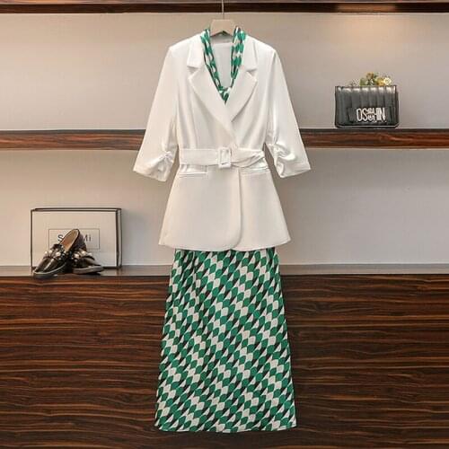 Large Size Summer Floral Suspender Dress Show Thin Suit Suit Skirt Two Piece Set Sacos De Mujer De Vestir Abrigo Womens Suit