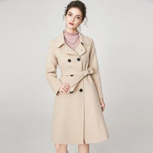 Women new style long popular woolen overcoat lady double-sided slim and thin wool winter clothes fashion female cashmere coat