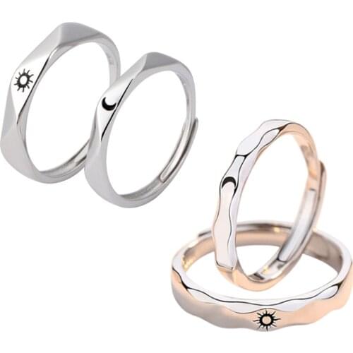 1 Pair Sun Moon Lover Couple Rings Set Promise Wedding Bands Men Women Jewellery 1XCA