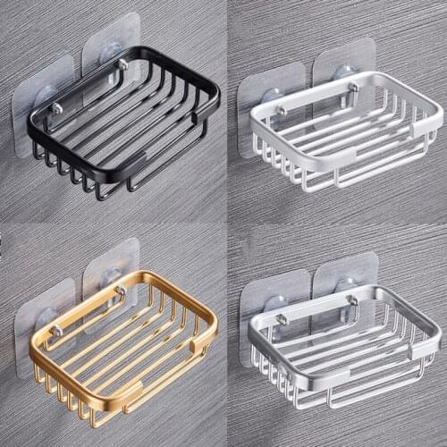 Hot 1Pc Creative Drill Free Soap Dish Holder Wall Mounted Storage Rack Holder Hollow Type Soap Sponge Dish Bathroom Accessories