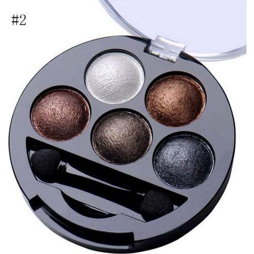 100pcs 5Colors/pcs Eye Shadow Makeup Palette Powder Smoky Eyes Metal Shimmer Nude EyeShadow Cosmetics Brush & Mirror