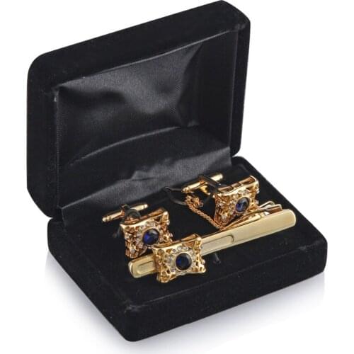 100pcs Black Velvet Cufflink & Tie Clip Holder Wedding Gift Storage Display Case Cuff Links Mens Jewelry Box 8.5*6.5*4cm ZA5082