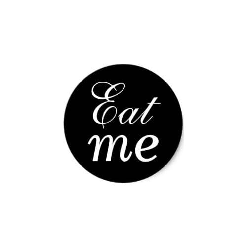 3.8cm Black and White Eat Me Sticker
