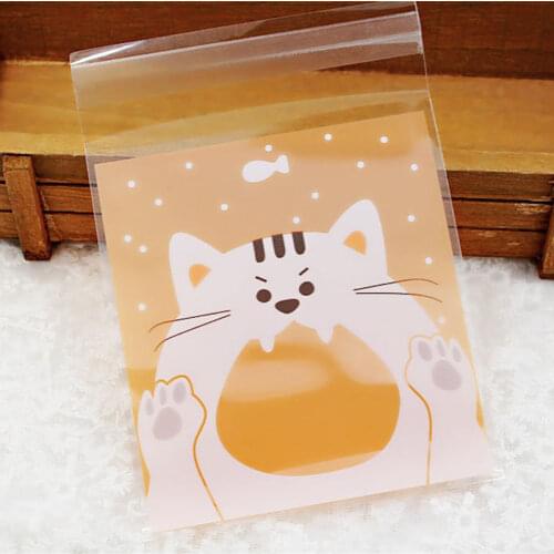 50Pcs/Lot Cartoon Animal Pattern Baking Biscuit Bags Candy Snack Self-Sticking Bag Wedding Party Gift Packing Supplies 10*10+3CM