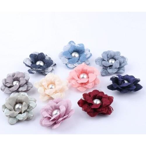 Free ePacket Pearl Satin Lace Flowers Sewing Supplies DIY Sewing Crafts for Clothing Hat Shoes Bag Wedding Hair Veil Decoration