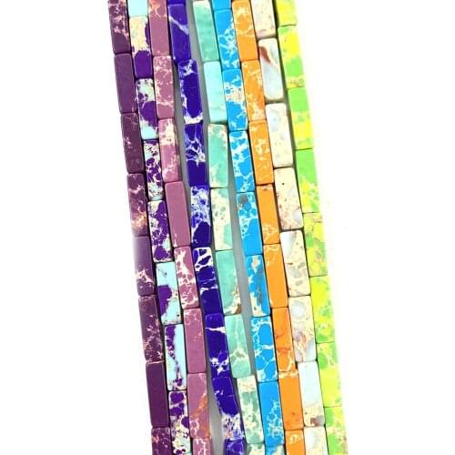 1 Strand Cuboid Shape Natural Semi-precious Stone Loose Beads Strand Green Aventurine Crystal DIY for Making Necklace 4x13mm