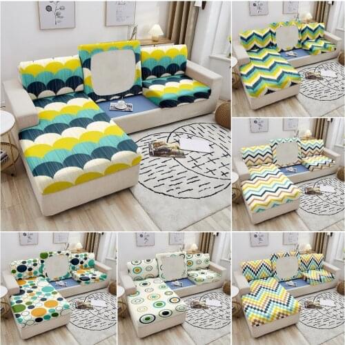 Geometric Printed Sofa Seat Cushion Cover Sofa Covers for Living Room Funiture Protector Elastic Removable Armchair Slipcover