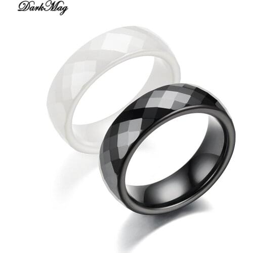 DarkMag 6mm White Black Ceramic Rings For Women Black White Color Stainless Steel Women Wedding Ring Engagement Jewelry
