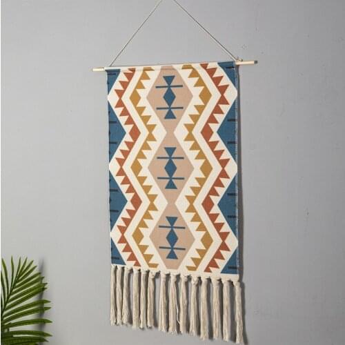 Nordic Printed Tapestry Tassel Decorative Hanging Cloth Hand-woven Hanging Paintings Bedroom Living Room Entrance Tapestry