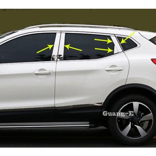 Car Stick Stainless Steel Glass Window Garnish Pillar Middle Column Trim Hoods 10pcs For Nissan Qashqai 2019 2020 2021