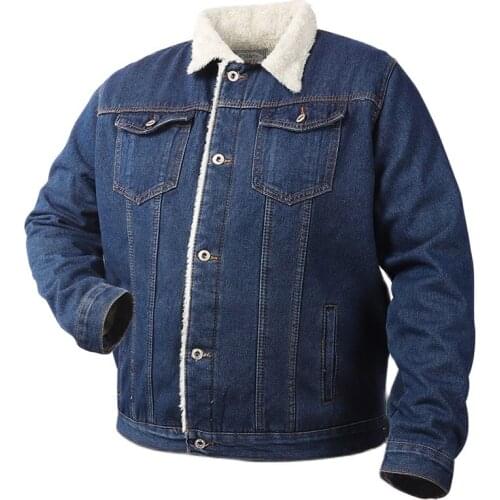 100% Cotton Spring Winter Denim Jacket Men Cashmere American Leisure Man Coat Fleece Retro mens clothing 2021