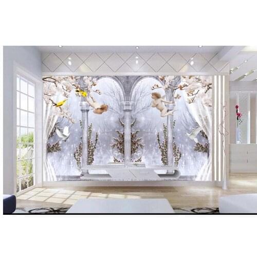 Custom 3d photo wallpaper murals 3d wall mural wallpapers Elegant angel Roman column pigeons 3D TV backdrop wall home decoration