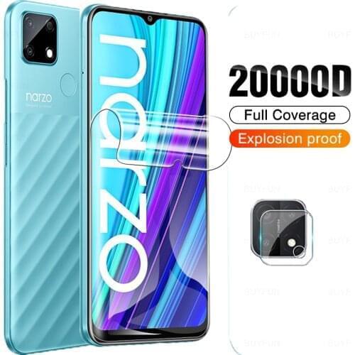 2 in 1 Hydrogel Protector Film For Oppo Realme Realmi Narzo 30A C25 On Relme A C 30 25 Protective Screen Full Cover Camera Glass