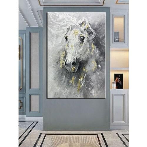 Artist 100% Handpainted Abstract Animal Retro Horse Oil Painting On Canvas For Living Room Wall Art Deocr Handmade Abstract