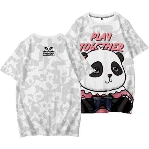 New Mens Fashion Brand Couples Red Panda Crewneck Printed Loose Short Sleeve Jacket Five Sleeve T-shirt Butterfly Cloth