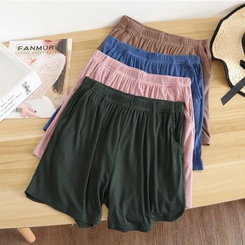 Summer Women Shorts Solid 6 Colors Sleep Bottoms Womens Lounge Wear Elastic Waist Sleep Shorts Thin Loose Sleeping Pants