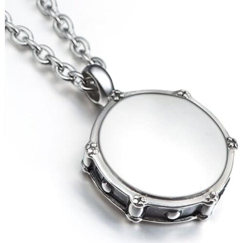 WAWFROK Mens Fashion Necklace Jazz Band Drummers Drums Initial Necklace Stainless Steel Rocker Long Chain Necklace Men Jewelry